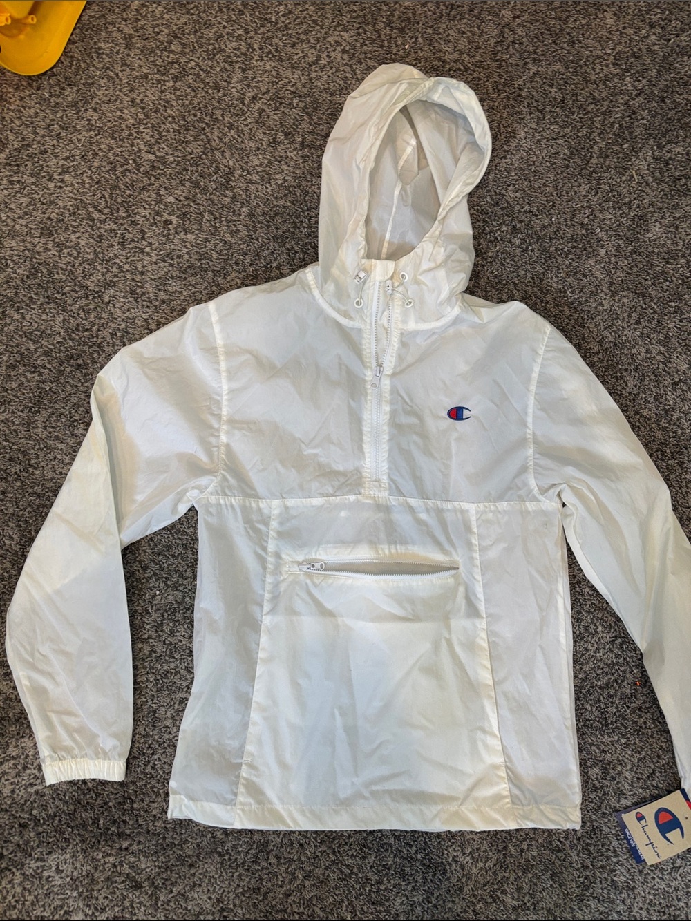 Champion White Hooded Windbreaker Anorak Jacket